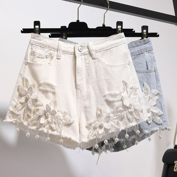fashion pearls beading floral denim short summer plus size 5xl loose holes high waist 2colors y200822, Blue
fashion pearls beading floral denim short summer plus size 5xl loose holes high waist 2colors y200822, Blue