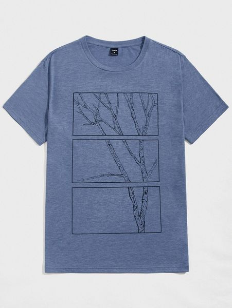 men tree print tee q3f9#, White;black