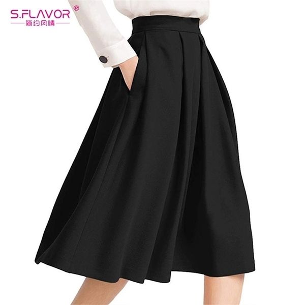 s.flavor elegant women flared pleated skirts fashion high waist solid skirt with pockets casual loose skirt faldas 210311, Black
s.flavor elegant women flared pleated skirts fashion high waist solid skirt with pockets casual loose skirt faldas 210311, Black
