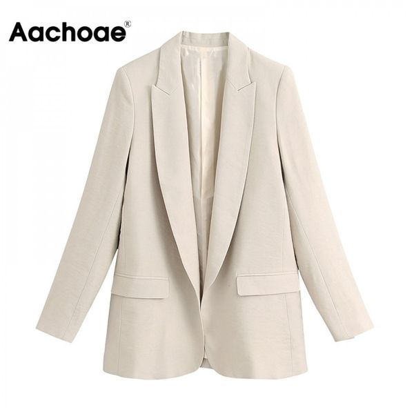 aachoae solid casual office blazer women long sleeve work wear suit jacket blazers 2020 notched collar pockets outwear coat lj201021, White;black
aachoae solid casual office blazer women long sleeve work wear suit jacket blazers 2020 notched collar pockets outwear coat lj201021, White;black