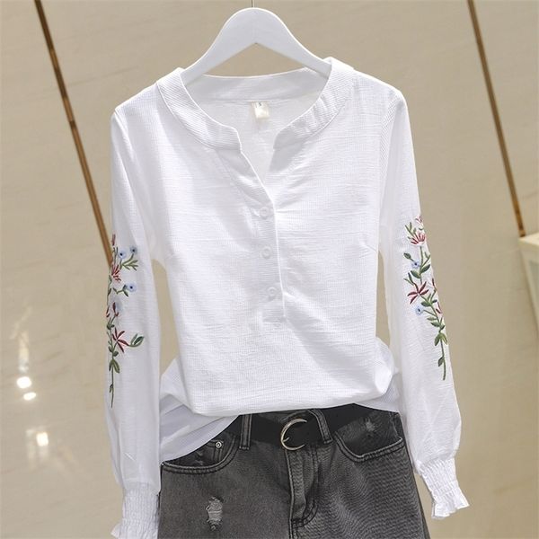 cotton slim women t-shirts summer v-neck emboridery long-sleeved female all match casual tees 220408, White
cotton slim women t-shirts summer v-neck emboridery long-sleeved female all match casual tees 220408, White