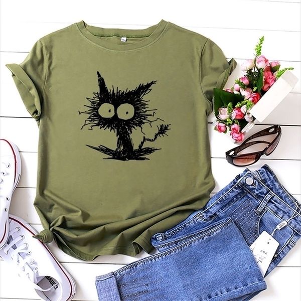 women summer tshirt cotton 100 casual cat printing fashion female graphic kawaii t shirts ladies regular short sleeve tees 220407, White
women summer tshirt cotton 100 casual cat printing fashion female graphic kawaii t shirts ladies regular short sleeve tees 220407, White