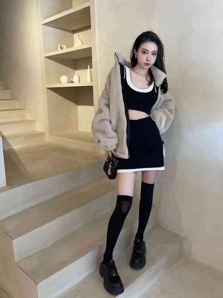 two piece dress spring and summer suspender sports vest simple splicing slim fit + skirt, White
two piece dress spring and summer suspender sports vest simple splicing slim fit + skirt, White