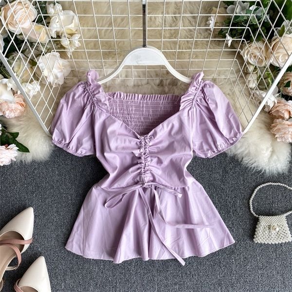 singrain women summer elastic ruched blouse french v neck retro puff sleeve blouses new drawstring streetwear crop t200608, White
singrain women summer elastic ruched blouse french v neck retro puff sleeve blouses new drawstring streetwear crop t200608, White