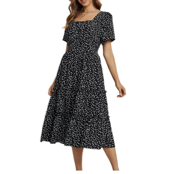 casual dresses summer love pattern dot print dress women 2022 short sleeve square collar ruffles medium long chiffon, Black;gray
casual dresses summer love pattern dot print dress women 2022 short sleeve square collar ruffles medium long chiffon, Black;gray