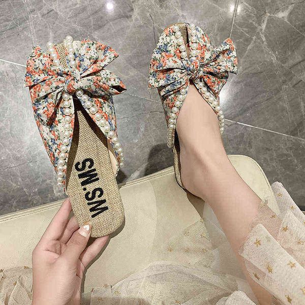summer slipper 2022 flat slippers for women outdoor pearl slipper linen insole broken flower bow sandals pantuflas para mujer y220607, Black
summer slipper 2022 flat slippers for women outdoor pearl slipper linen insole broken flower bow sandals pantuflas para mujer y220607, Black