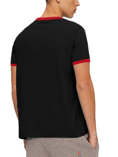 men graphic print contrast trim tee p6ud#, White;black