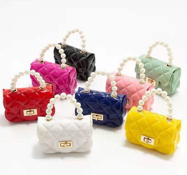 jelly bag lady's single shoulder handbag fashion pearl chain handhold mini cross span small bags, Black
jelly bag lady's single shoulder handbag fashion pearl chain handhold mini cross span small bags, Black