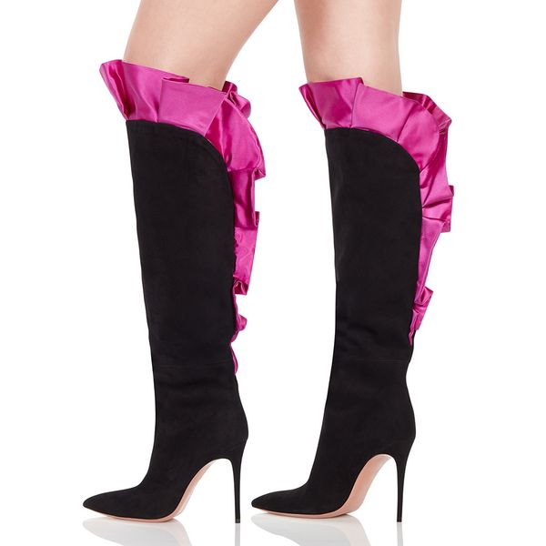 fashion-new fashion boots pointed toes ruffles high heels winter boots shoes women knee boots botas party shoes, Black
fashion-new fashion boots pointed toes ruffles high heels winter boots shoes women knee boots botas party shoes, Black