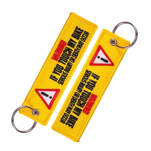 popular jewelry embroidery keychains pendant yellow embroidered word warning danger warning sign bicycle keychain, Silver
popular jewelry embroidery keychains pendant yellow embroidered word warning danger warning sign bicycle keychain, Silver