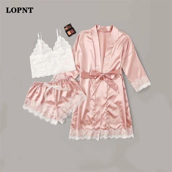 lopnt women s lingerie robe set pajamas set satin sleepwear silk 3 pieces nightwear ladies s pajamas set floral night suit lj200822, Black;red
lopnt women s lingerie robe set pajamas set satin sleepwear silk 3 pieces nightwear ladies s pajamas set floral night suit lj200822, Black;red