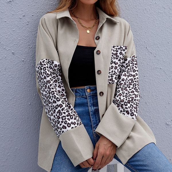 new women shirt coat turn down collar single breatsed blouse autumn female fashion leopard splicing long sleeve jacket, White
new women shirt coat turn down collar single breatsed blouse autumn female fashion leopard splicing long sleeve jacket, White