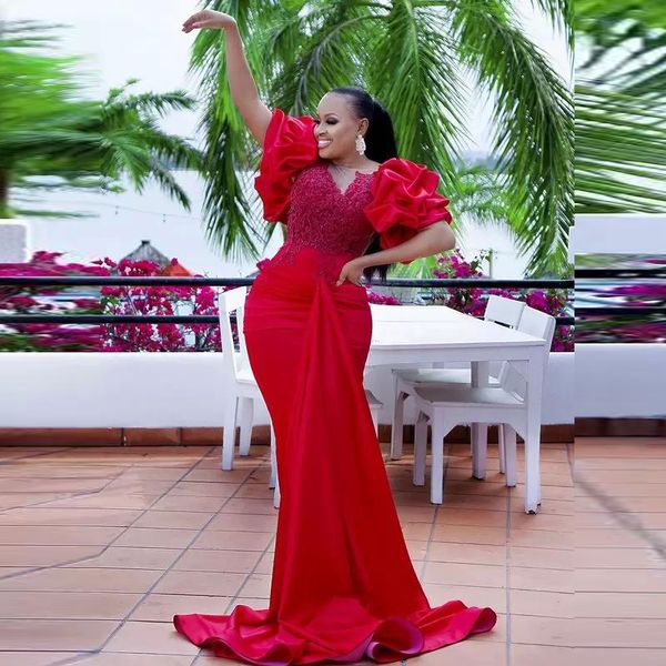 satin mermaid prom dresses for african women plus size evening gowns with puffy sleeves lace appliques women formal, Black
satin mermaid prom dresses for african women plus size evening gowns with puffy sleeves lace appliques women formal, Black