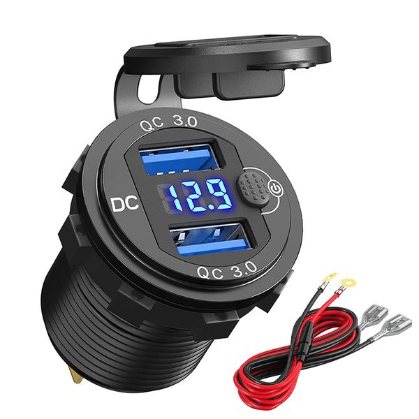 quick charger aluminum qc3.0 dual usb car charger with switch button led voltage display for 12v/24v cars boats motorcycle
quick charger aluminum qc3.0 dual usb car charger with switch button led voltage display for 12v/24v cars boats motorcycle
