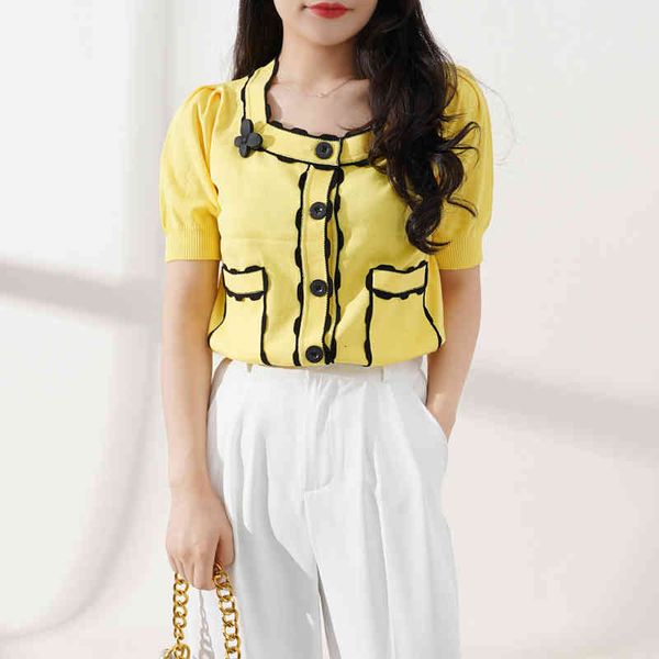women's hoodies sweatshirts french butterfly yellow cardigan sweater summer short sleeve square neck bubble slim fit blouse women ojtx, Black
women's hoodies sweatshirts french butterfly yellow cardigan sweater summer short sleeve square neck bubble slim fit blouse women ojtx, Black