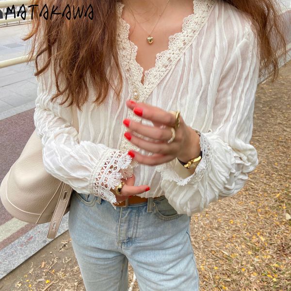 solid vneck longsleeved lace shirt women spring korean loose fashion blouses puff sleeve blusas mujer de moda 210506, White
solid vneck longsleeved lace shirt women spring korean loose fashion blouses puff sleeve blusas mujer de moda 210506, White