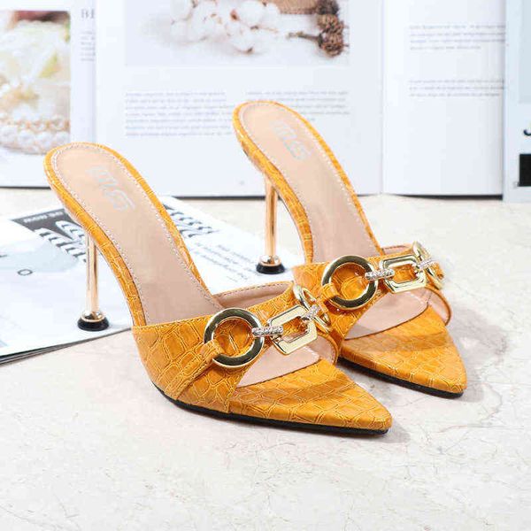 nightclub women shoes female women's sandals 9.5cm thin heel pointed toe slides slipper outdoor party footwear 2021 220610, Black
nightclub women shoes female women's sandals 9.5cm thin heel pointed toe slides slipper outdoor party footwear 2021 220610, Black