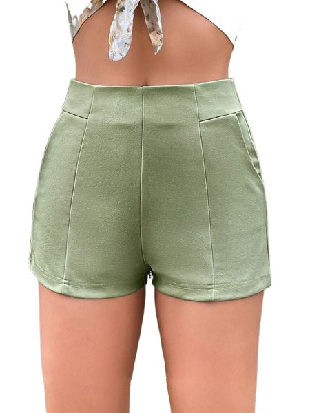high waist zip back shorts p6a0#, White;black