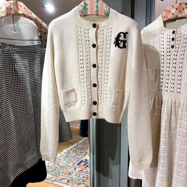 new winter style embroidered long sleeved sweater celebrities' women's single breasted hollow out short coat, White;black
new winter style embroidered long sleeved sweater celebrities' women's single breasted hollow out short coat, White;black