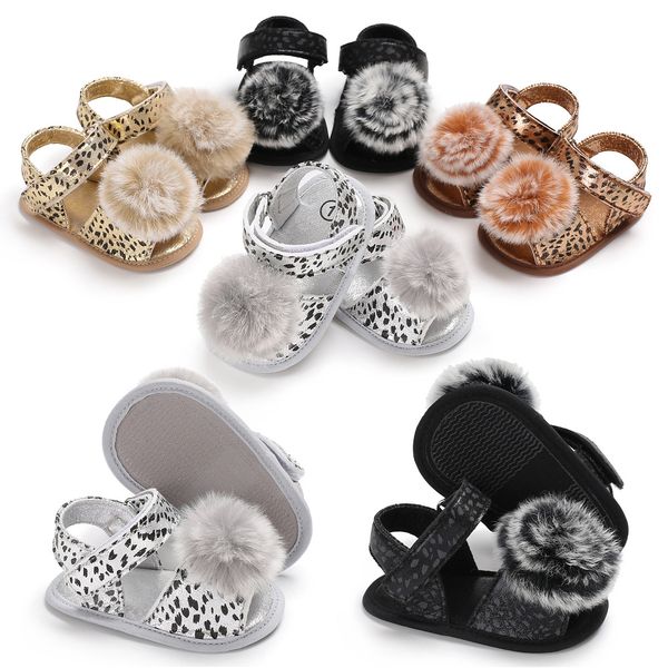0-1-year-old baby leopard print children's sandals baby wool ball walking shoes supplies, Black;red
0-1-year-old baby leopard print children's sandals baby wool ball walking shoes supplies, Black;red
