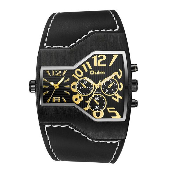 wristwatches oulm 1220b golden dial luxury men's watches unique design two time zone watch leather strap wristwatch relogio masculinowr, Slivery;brown
wristwatches oulm 1220b golden dial luxury men's watches unique design two time zone watch leather strap wristwatch relogio masculinowr, Slivery;brown