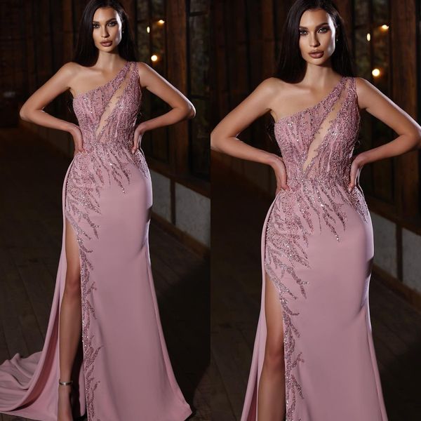 one shoulder mermaid evening dresses high side split beaded sequined vestidos de fiesta arabic satin prom dress, Black;red
one shoulder mermaid evening dresses high side split beaded sequined vestidos de fiesta arabic satin prom dress, Black;red