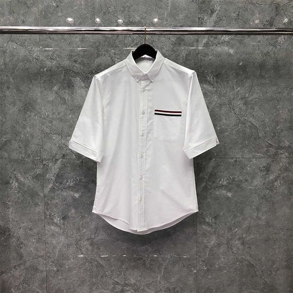 tb thom shirt 2022 summer white men's pocket rwb stripe casual cotton oxford short sleeve loose clothing, White;black
tb thom shirt 2022 summer white men's pocket rwb stripe casual cotton oxford short sleeve loose clothing, White;black