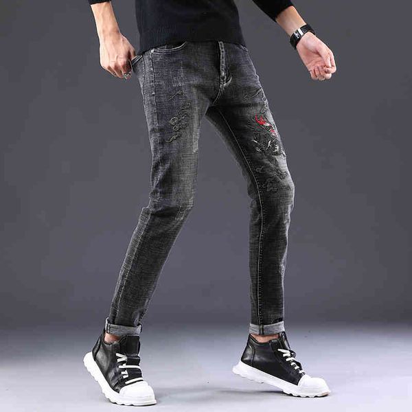 men's jeans design style men's elastic small leg jeans embroidered auspicious kirin slim pants 882 uv4h, Blue
men's jeans design style men's elastic small leg jeans embroidered auspicious kirin slim pants 882 uv4h, Blue