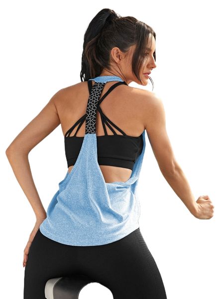 geo print backless sports tank 99v7#, Gray