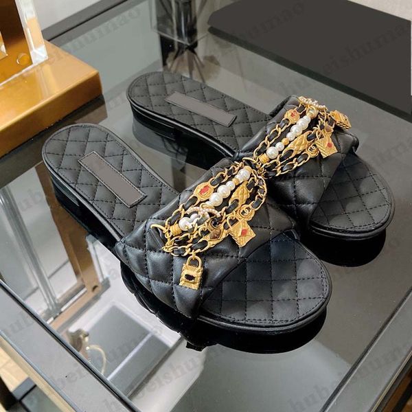 womens slippers with chain pendant imitation pearls flat shoes woman flip flops designer sandals fashion slide retro slides ladies mules sew, Black
womens slippers with chain pendant imitation pearls flat shoes woman flip flops designer sandals fashion slide retro slides ladies mules sew, Black