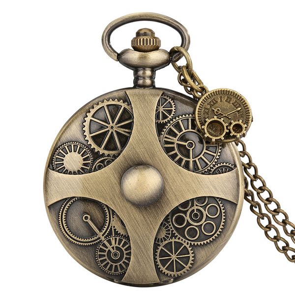vintage wheel gear cover pocket watch full hunter quartz analog display watches for men women sweater necklace chain, Slivery;golden
vintage wheel gear cover pocket watch full hunter quartz analog display watches for men women sweater necklace chain, Slivery;golden