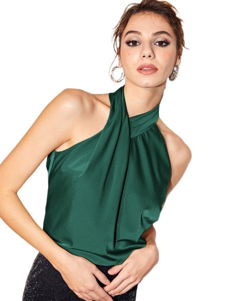 twist detail halter 68h9#, White
twist detail halter 68h9#, White