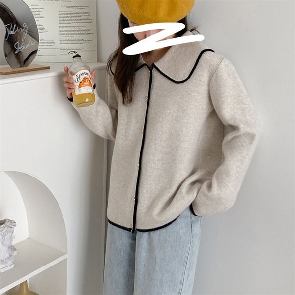women's polos spring pure color korean version sweet style knitted cardigan doll neck loose thin sweater coat women's fashion dnuc, White
women's polos spring pure color korean version sweet style knitted cardigan doll neck loose thin sweater coat women's fashion dnuc, White