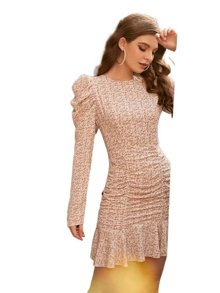 ditsy floral print ruffle hem ruched dress r2jt#, Black;gray
ditsy floral print ruffle hem ruched dress r2jt#, Black;gray