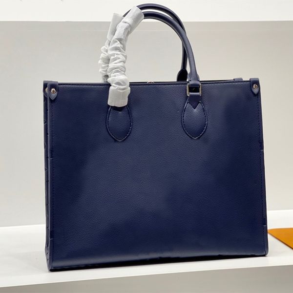 emboss navy blue shopping totes onthego handbags with strap silk scarf women's shoulder crossbody bags messenger bag lady flap purses
