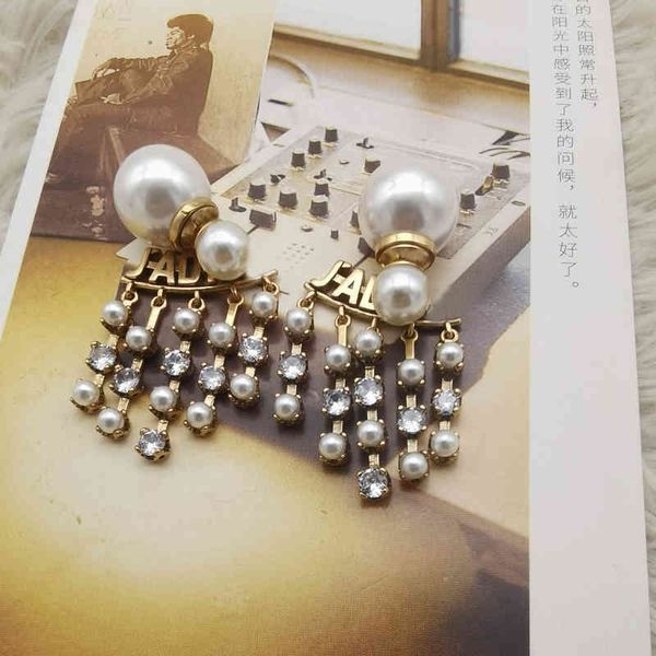 2022 factory wholesale new di home front and back pearl high-grade sense rhinestone tassel earrings women's light luxury vcjx, Golden
2022 factory wholesale new di home front and back pearl high-grade sense rhinestone tassel earrings women's light luxury vcjx, Golden