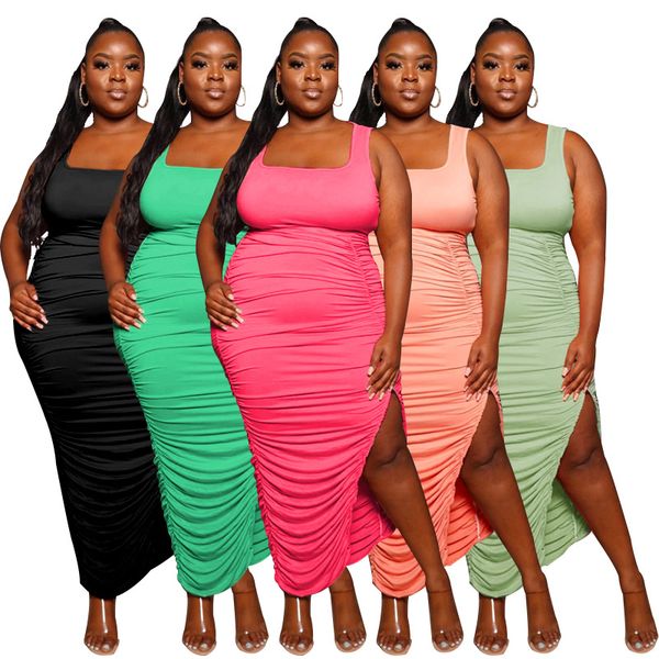 plus size womens new fashion dresses solid u neck sleeveless pleated split dress female long skirt, Black;gray
plus size womens new fashion dresses solid u neck sleeveless pleated split dress female long skirt, Black;gray