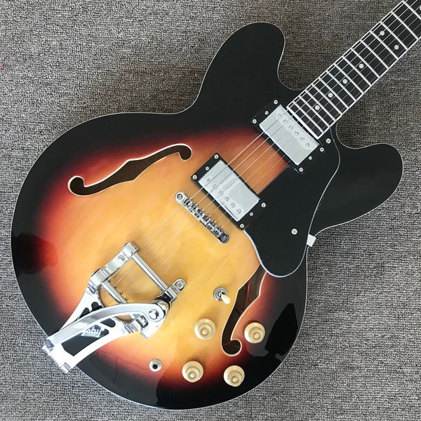 jazz hollow body electric guitar, rosewood fingerboard, 2 f holes, tremolo system as same of the pictures
jazz hollow body electric guitar, rosewood fingerboard, 2 f holes, tremolo system as same of the pictures