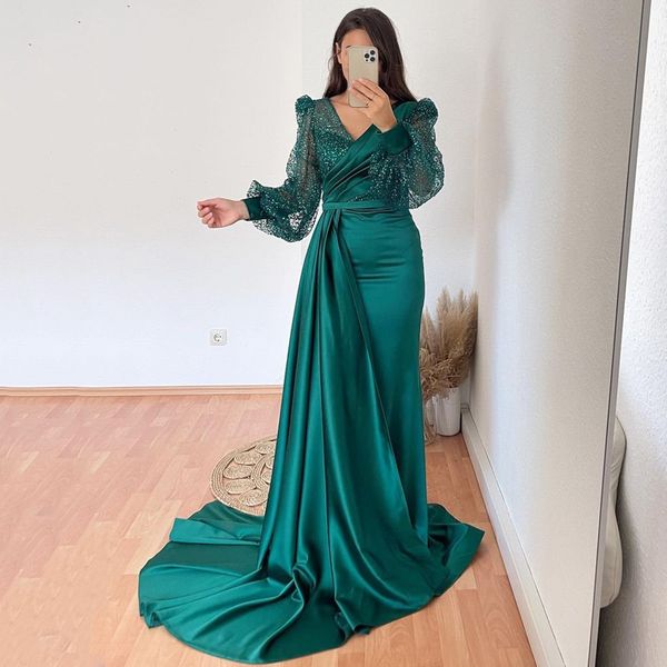 prom evening dresses puff sleeve glitter party dress floor length mermaid cocktail gowns saudi arabia plus size green robes de soirée 2022 v, Black;red
prom evening dresses puff sleeve glitter party dress floor length mermaid cocktail gowns saudi arabia plus size green robes de soirée 2022 v, Black;red