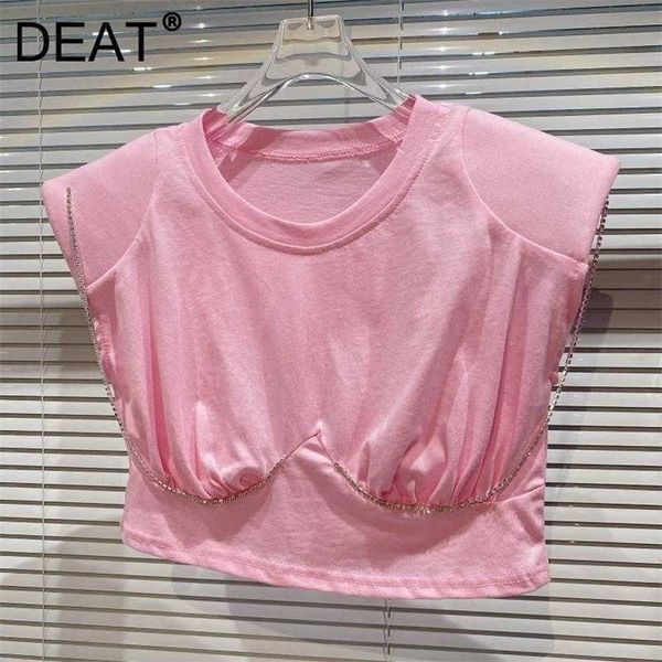 deat women chain shoulder pad folds t-shirt solid color round neck sleeveless fashion spring summer 11d1915 210709, White
deat women chain shoulder pad folds t-shirt solid color round neck sleeveless fashion spring summer 11d1915 210709, White