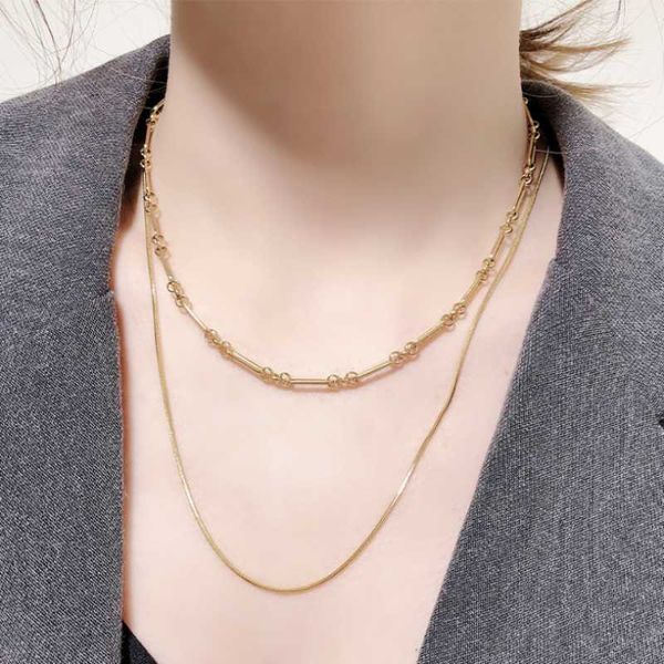 pendant necklaces 316l stainless steel fashion upscale jewelry minimalism 2 layer charms snake bone chain choker pendants for women, Silver
pendant necklaces 316l stainless steel fashion upscale jewelry minimalism 2 layer charms snake bone chain choker pendants for women, Silver