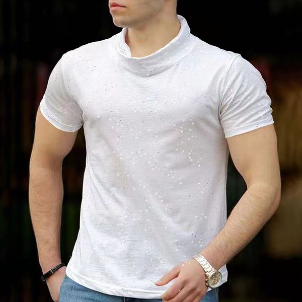 hip hop casual pile tees collar pullover star dot men's short sleeve t-shirts, White;black
hip hop casual pile tees collar pullover star dot men's short sleeve t-shirts, White;black