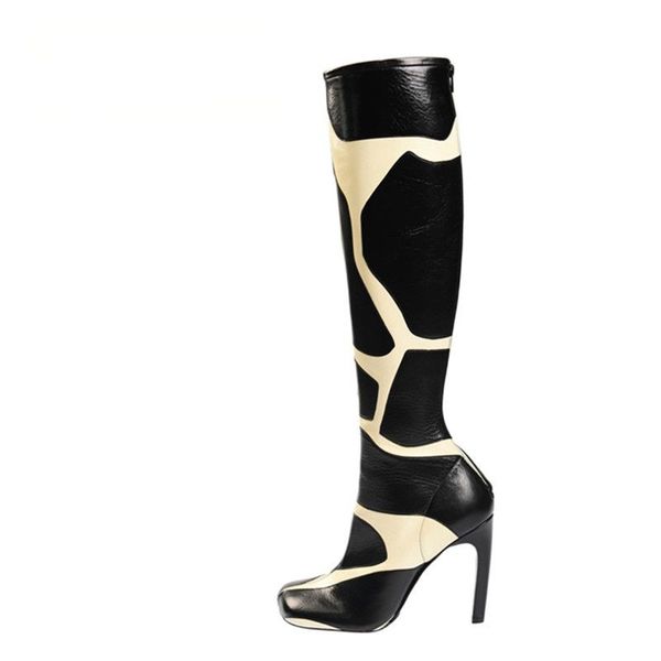 fall women's boots fashion leopard print pu leather lace-up heels square toe large size 43 knee back zip tall boots, Black
fall women's boots fashion leopard print pu leather lace-up heels square toe large size 43 knee back zip tall boots, Black