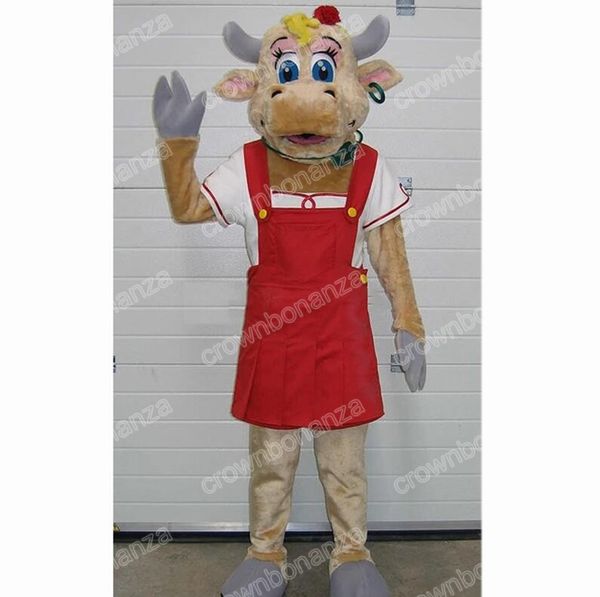 halloween female cows mascot costumes cartoon character outfit suit xmas outdoor party outfit size promotional advertising clothings, Red;yellow