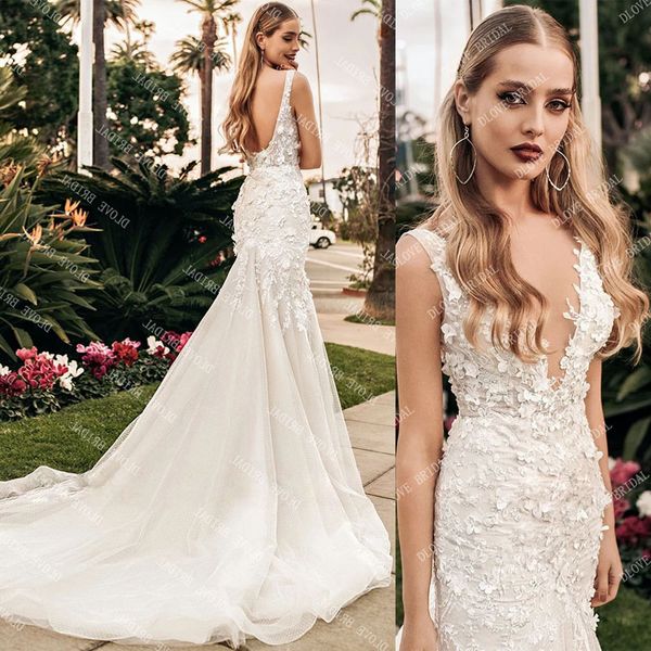 backless 3d flowers lace mermaid wedding dresses luxury deep v neck appliques bridal gown, White
backless 3d flowers lace mermaid wedding dresses luxury deep v neck appliques bridal gown, White