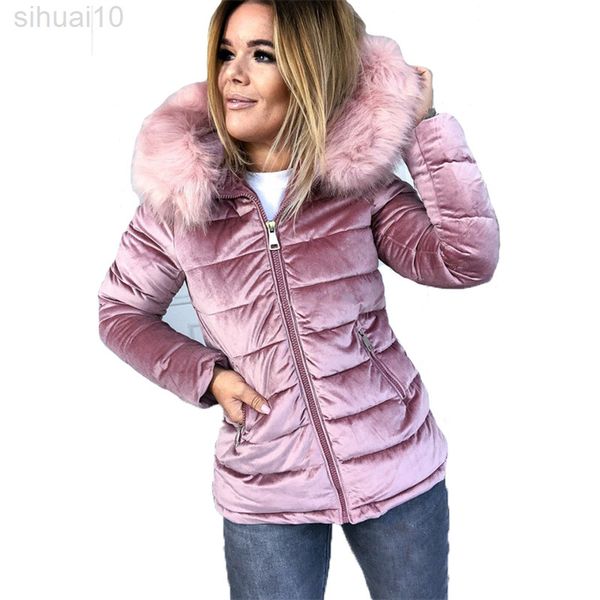 winter keep warm cotton coat women new fashion hooded fur collar zipper pocket temperament pink gray outerwear l220730, Black
winter keep warm cotton coat women new fashion hooded fur collar zipper pocket temperament pink gray outerwear l220730, Black