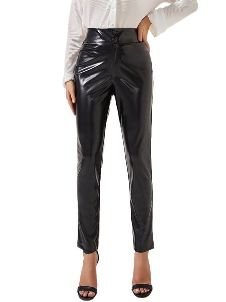 sbetro high waist pu leather pants 31pp#, Black;white
sbetro high waist pu leather pants 31pp#, Black;white
