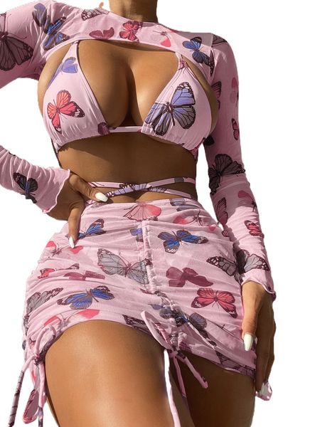 4pack butterfly print triangle bikini swimsuit & cover up with skirt set p2jm#, White;black
4pack butterfly print triangle bikini swimsuit & cover up with skirt set p2jm#, White;black