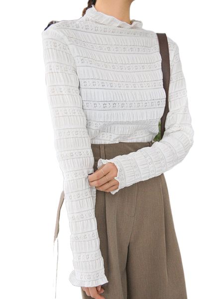 dazy eyelet detail lettuce trim blouse 40od#, White
dazy eyelet detail lettuce trim blouse 40od#, White