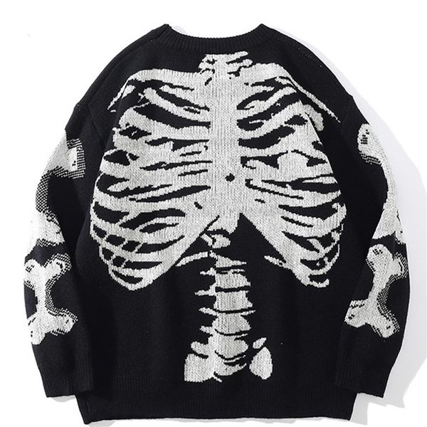 men oversized sweater black loose skeleton bone print women vintage retro knitted sweater autumn cotton pullover 220817, White;black
men oversized sweater black loose skeleton bone print women vintage retro knitted sweater autumn cotton pullover 220817, White;black